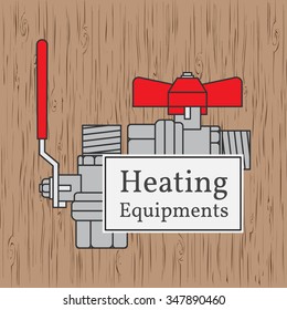 Heating equipments badge. Vector. Ball valve.