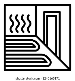 Heating floor room icon. Outline heating floor room vector icon for web design isolated on white background