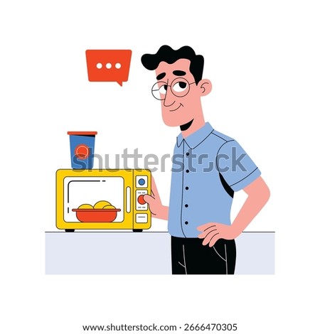 Heating Food Flat Illustration. EPS 10 File