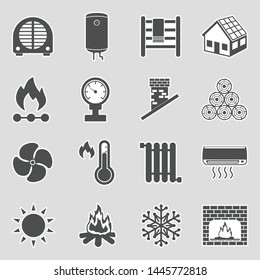 Heating Icons. Sticker Design. Vector Illustration.
