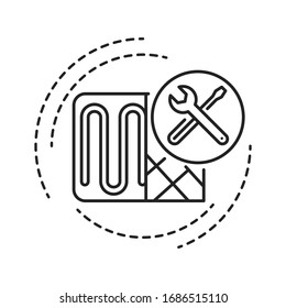 Heating installation black line icon. Setting a mechanism for maintaining temperatures at an acceptable level. Handyman services. Editable stroke.