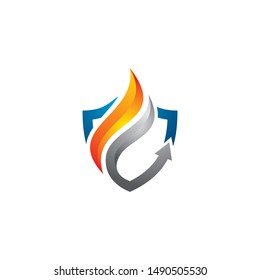 Heating logo vector, fire and water logo