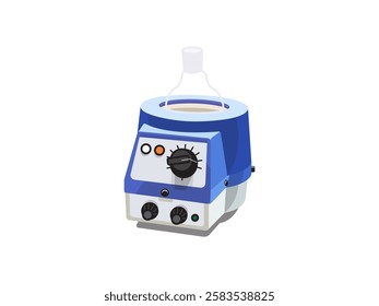 Heating mantle icon illustration design with volumetric flask, laboratory equipment for testing materials such as organic liquids in glass vessels, realistic icon vector isolated white background