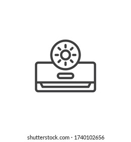 Heating mode air conditioner line icon. linear style sign for mobile concept and web design. AC heat mode outline vector icon. Symbol, logo illustration. Vector graphics