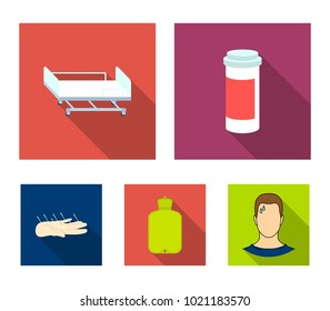 Heating pad, hospital gurney, acupuncture.Mtdicine set collection icons in flat style vector symbol stock illustration web.