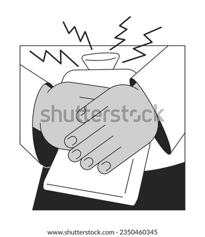Heating pad for manage pain flat monochrome isolated vector object. Editable black and white line art drawing. Simple outline spot illustration for web graphic design