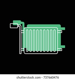 Heating radiator doodle icon vector illustration for design and web isolated on black background. Heating radiator vector object for label web and advertising