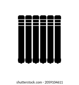 Heating radiator icon. Black silhouette. Front view. Vector simple flat graphic illustration. The isolated object on a white background. Isolate.