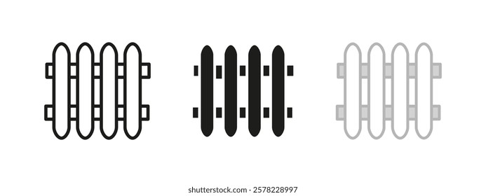 Heating radiator icon. Heating panel vector illustration. Central house heat system. Heater thermostat system. Temperature control sign. Metal wall pipe pictogram. Gas heating concept isolated.