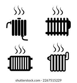 Heating radiator icons set. Black on a white background.eps