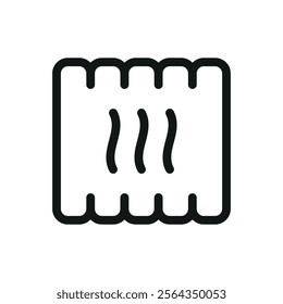 Heating radiator isolated icon, central heating vector symbol with editable stroke