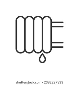 Heating radiator leakage, linear icon. Line with editable stroke