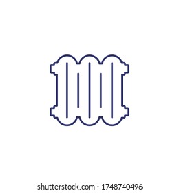 Heating radiator line icon on white