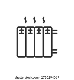 Heizkörper, lineares Symbol. Raumheizung und Wärmeanlage. Linie mit editierbarem Strich.