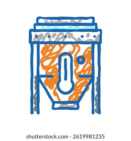 Calefacción de la máquina de arena para la producción de vidrio Doodle Icon Sketch Vector. Calefacción de la máquina de arena para la muestra de producción de vidrio