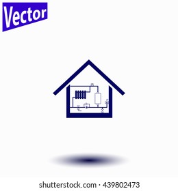 Heating scheme at home icon.