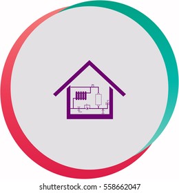 Heating scheme at home  icon. Vector design.