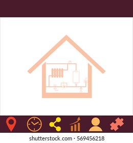 Heating scheme at home  icon. Vector design. 