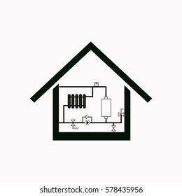 Heating scheme at home  icon. Vector design.