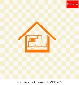 Heating scheme at home  icon Vector design.