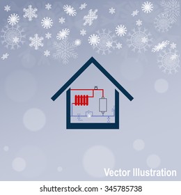 Heating scheme at home vector icon.