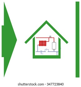 Heating scheme at home vector icon.