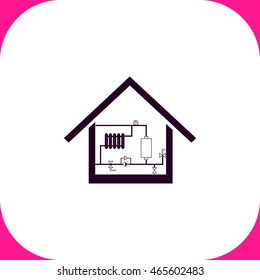 Heating scheme at home vector icon on white background.
