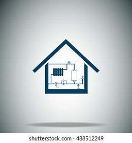 Heating scheme at home vector icon