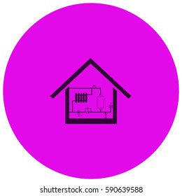 Heating scheme at home vector  icon