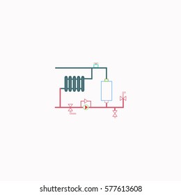 Heating scheme  icon Vector design. Colored illustration.