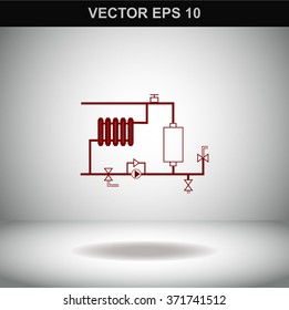 Heating scheme vector icon.