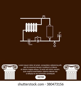 Heating scheme vector icon.