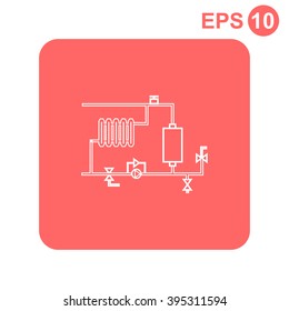 Heating scheme vector icon.