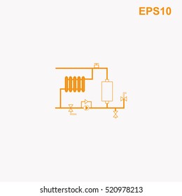 Heating scheme vector icon