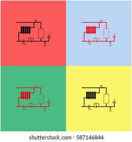 Heating scheme vector  icon