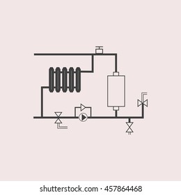 Heating scheme web icon. Isolated illustration