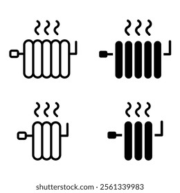 Heating steam icon. Heater electric equipment sign. House temperature control symbol. Heating radiator system pictogram. Home appliance illustration.