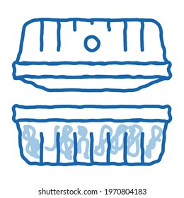 heating stove sketch icon vector. Hand drawn blue doodle line art heating stove sign. isolated symbol illustration