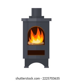 Heating stove. Wood-burning stove, vector illustration