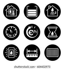 Heating stoves fireplaces icons