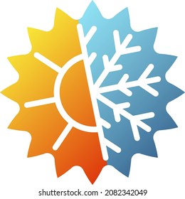 Heizen der Sonne und Abkühlen der Schneeflocke Symbol. Klimaanlage zu Hause