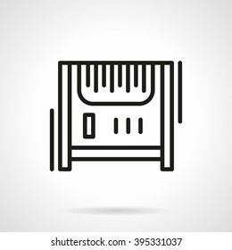 Heating system appliances and accessories. Radiator or heater. Climate equipment. Single black line design vector icon. Element for web design, mobile and business.