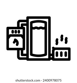 vector de icono de línea de energía de biomasa del sistema de calefacción. señal de energía de biomasa del sistema de calefacción. símbolo de contorno aislado ilustración negra