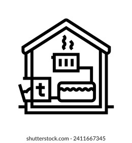 heating system biomass line icon vector. heating system biomass sign. isolated contour symbol black illustration