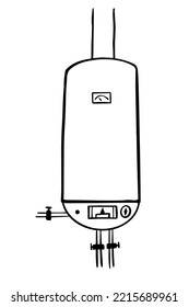 heating system for house or flat. gas boiler doodle Illustration