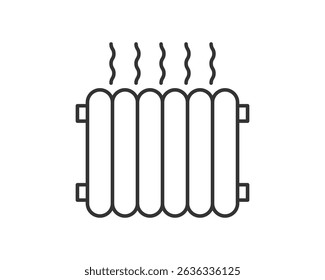 Heating system icon, symbolizing warmth and comfort. Vector line illustration, perfect for home design, winter season, and energy efficiency visuals.