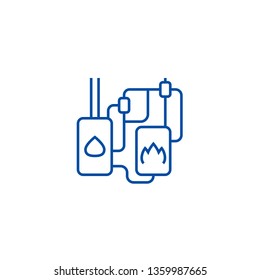 Heating system line icon concept. Heating system flat  vector symbol, sign, outline illustration.