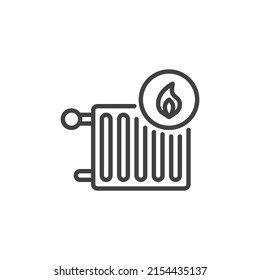 Heating system line icon. linear style sign for mobile concept and web design. Radiator heater outline vector icon. Symbol, logo illustration. Vector graphics