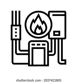 heating system line icon vector. heating system sign. isolated contour symbol black illustration