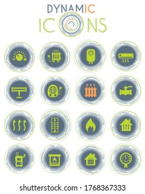 iconos de vector de calentamiento sobre fondo blanco con líneas dinámicas para animación para diseño de interfaz web y de usuario